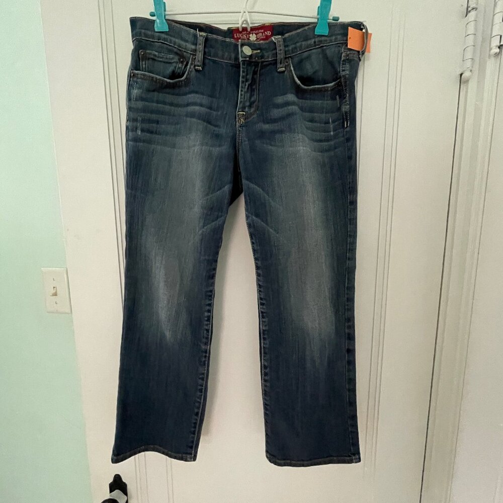 Lucky Brand Jeans Women's 8 29 blue Relaxed fit straight leg crop petite ankle